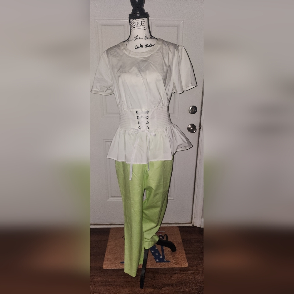 New Lane Bryant Women's White Poplin Laceup Corset Top Size 16